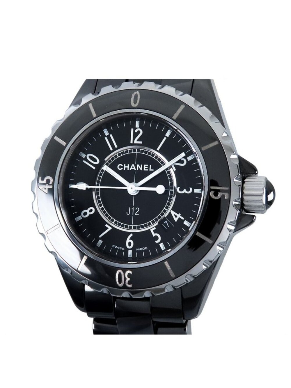 Chanel Black Ceramic SS 33 Date Watch Quartz
